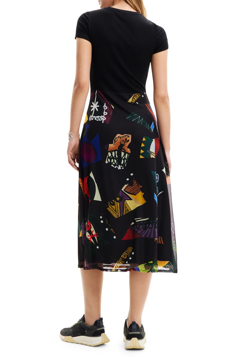 Desigual M. Christian Lacroix Combination Midi Dress, Alternate, color, Black