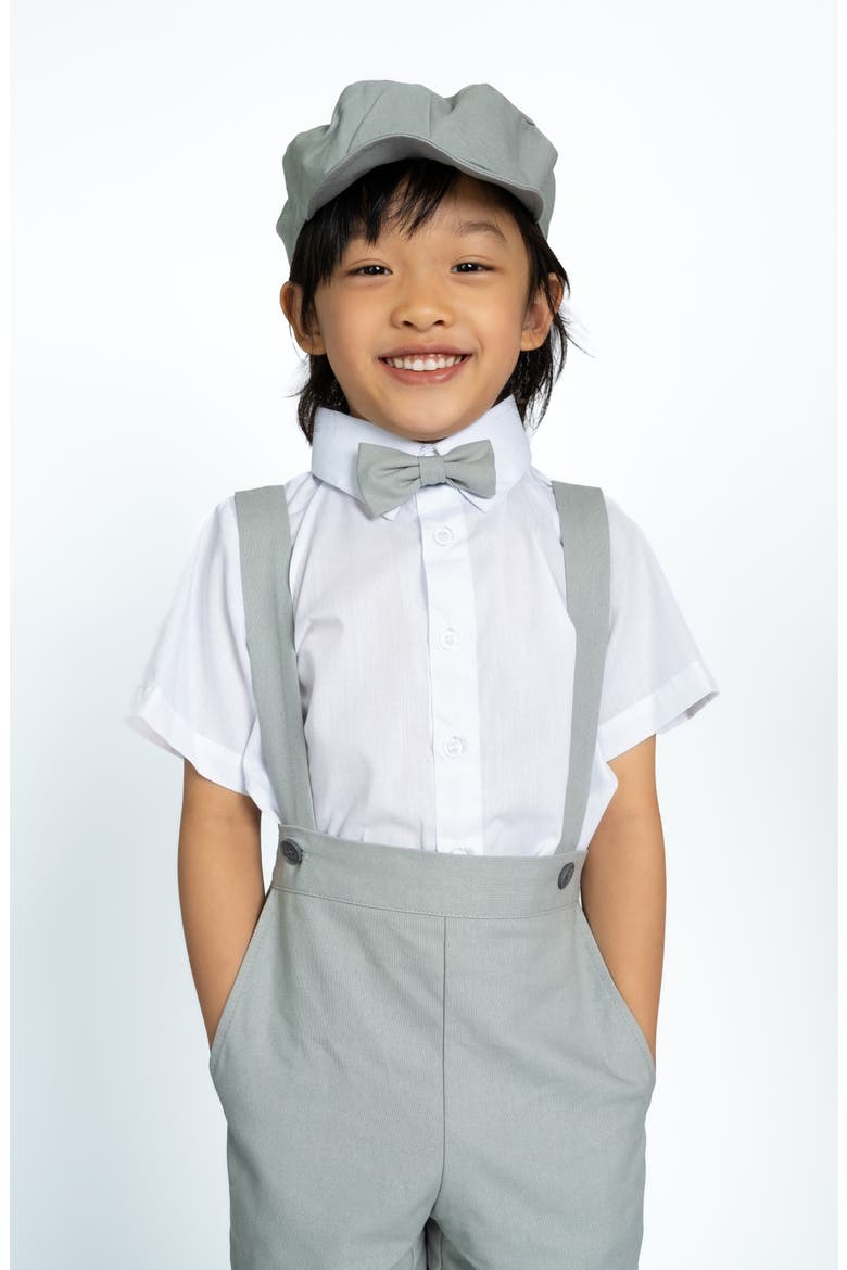 Kids' Eton Safari Linen Blend 5-Piece Suspender Suit Set, Alternate, color, HEATHER