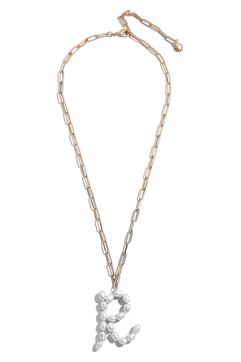 Blair Hera Genuine Pearl Initial Pendant Necklace, Alternate, color, PEARL R