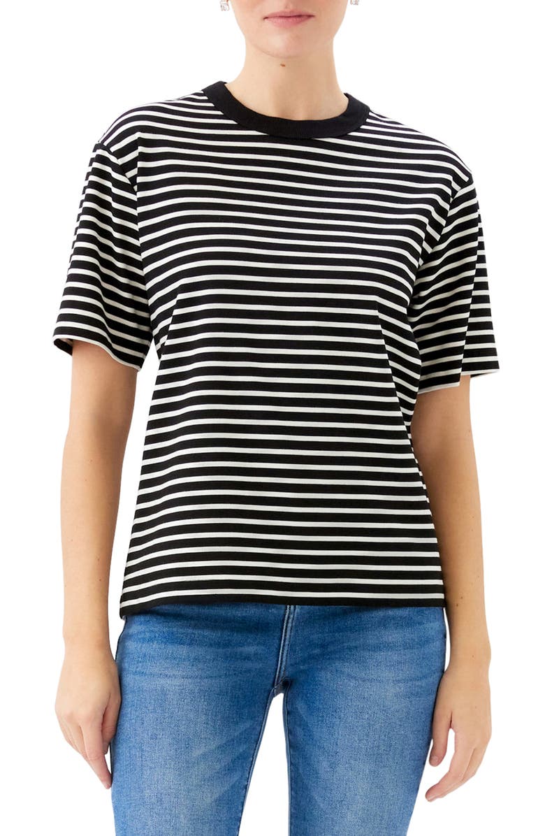 Karen Kane Stripe T-Shirt, Main, color, Black/ Ivory