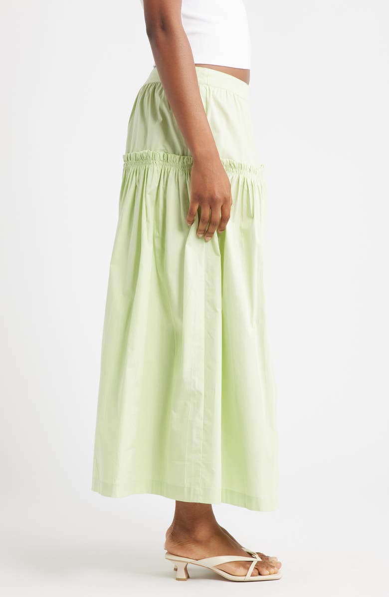 Topshop Ruffle Seam Poplin Maxi Skirt, Alternate, color, Mid Green