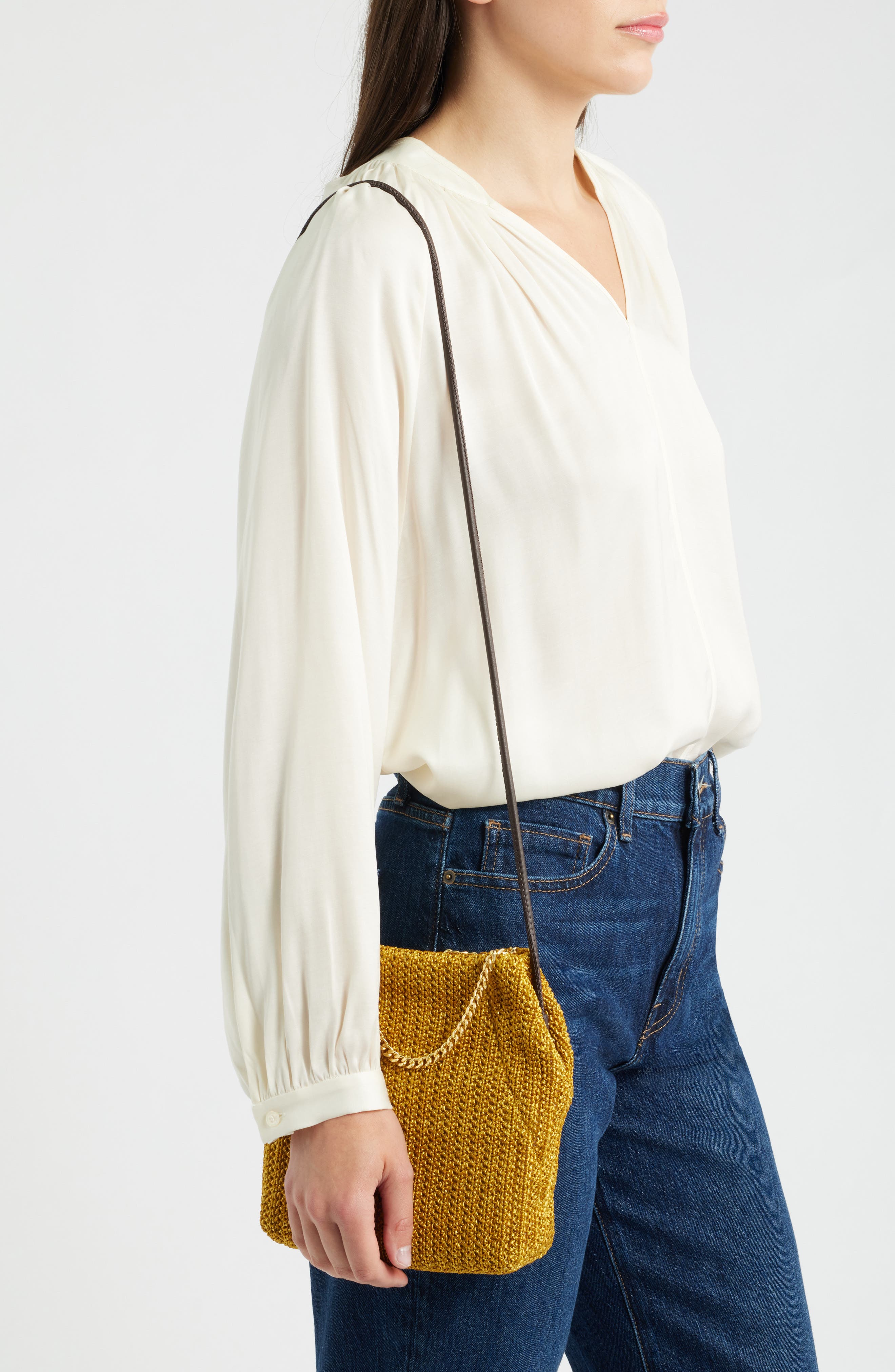 Veronica Beard Small Woven Slouch Bag, Alternate, color, Gold