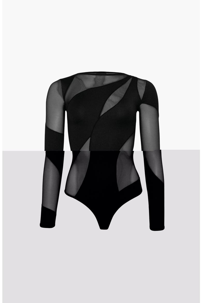 Spiral Bodysuit, Alternate, color, Black