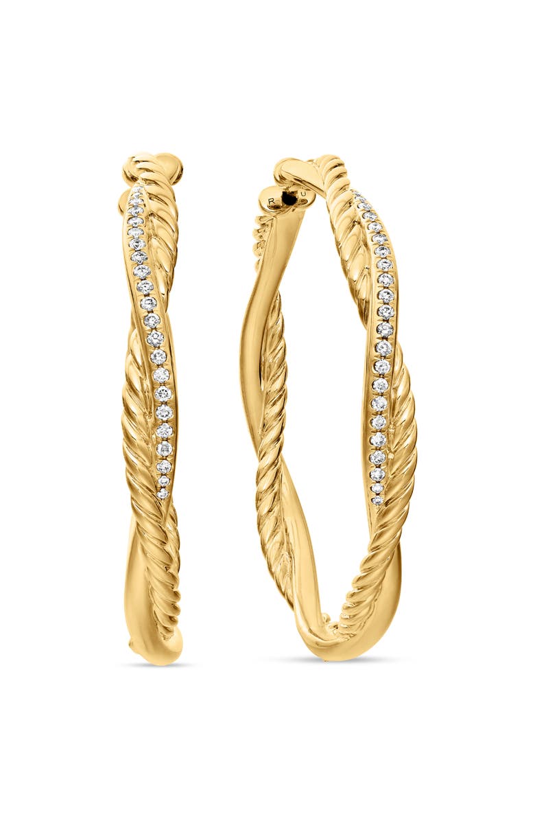 David Yurman Petite Infinity Hoop Earrings in 18K Yellow Gold with Pavé Diamonds, Main, color, 18K Yellow Gold