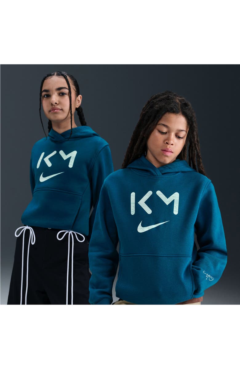 Nike Kids' Kylian Mbappé Club Fleece Hoodie, Alternate, color, Green Abyss/ Igloo/ Light Dew