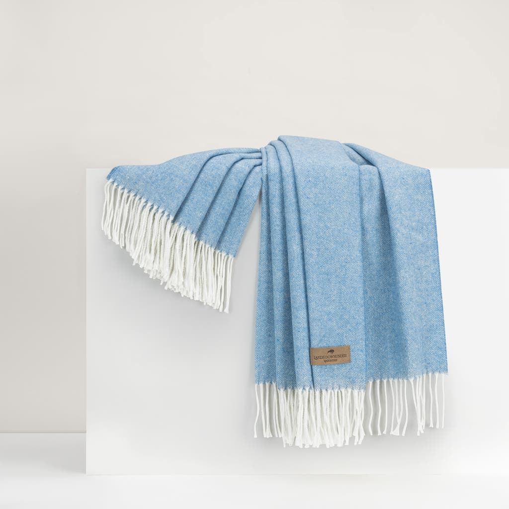 Lands Downunder Dune Italian Herringbone Throw Blanket In Blue