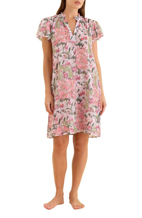 Palisades Flutter Sleeve Cotton Voile Nightgown