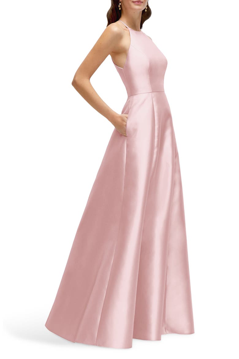 A-Line Satin Gown, Alternate, color, BALLET PINK