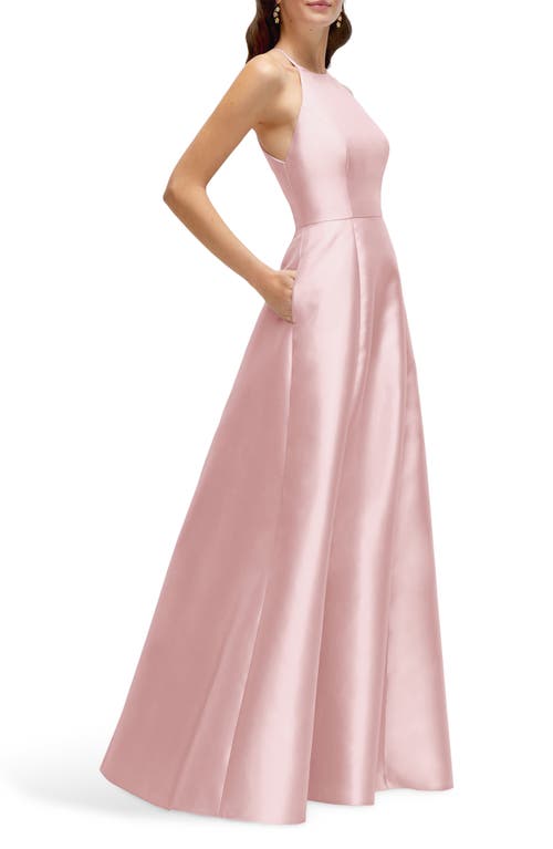 Alfred Sung A-line Satin Gown In Ballet Pink
