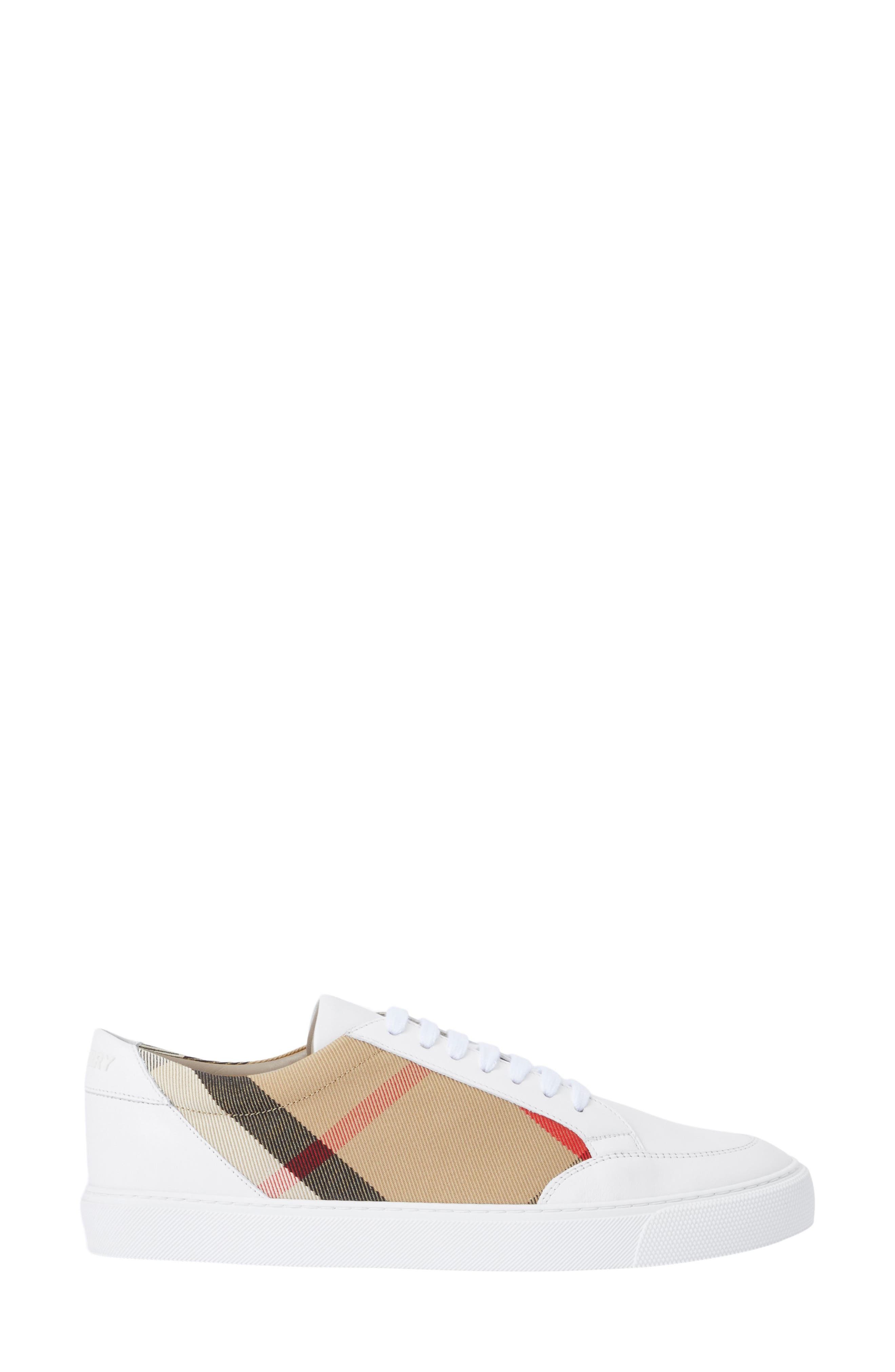 Burberry Salmond Check Low Top Sneaker, Main, color, Optic White