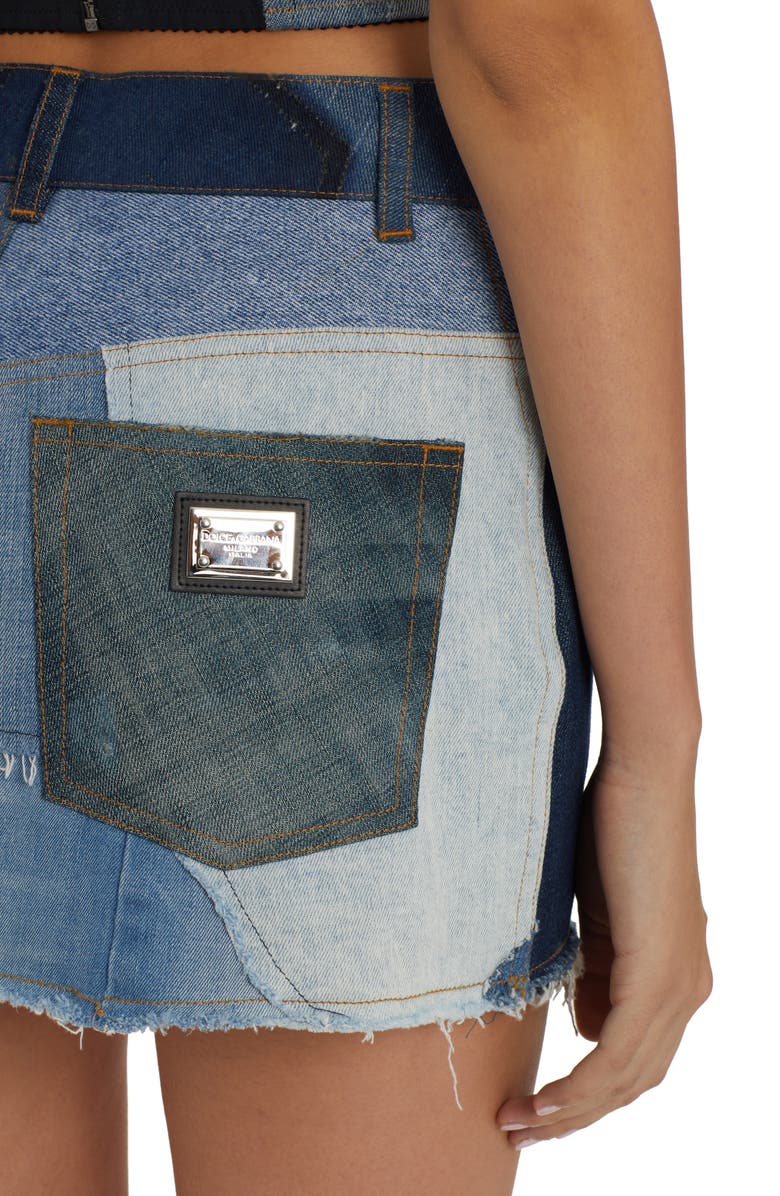 Dolce&Gabbana Patchwork Denim Miniskirt, Alternate, color,