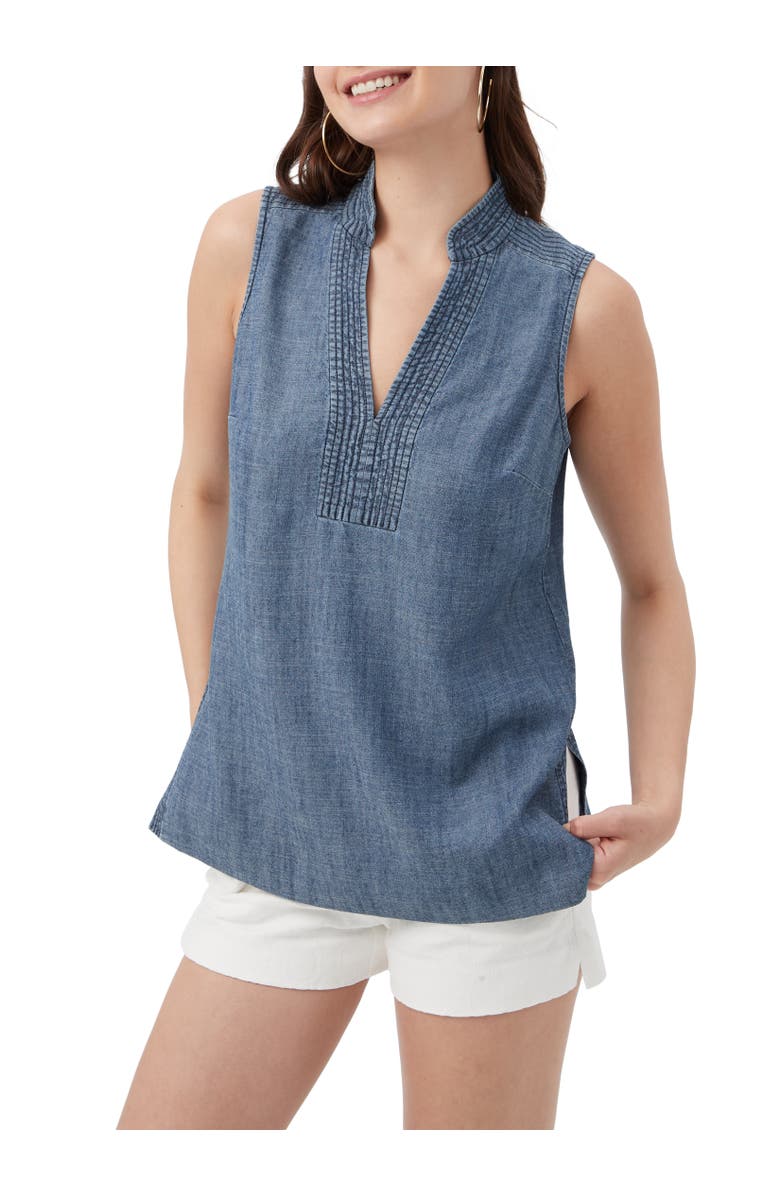 Trina Turk Lacheri Sleeveless Chambray Top, Main, color, 
