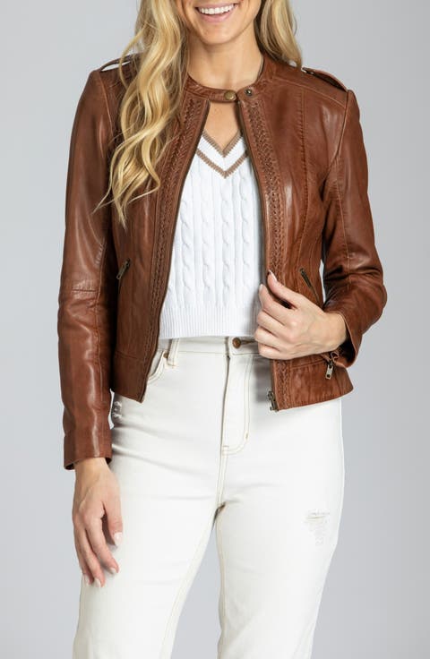 Leather Zip Front Jacket