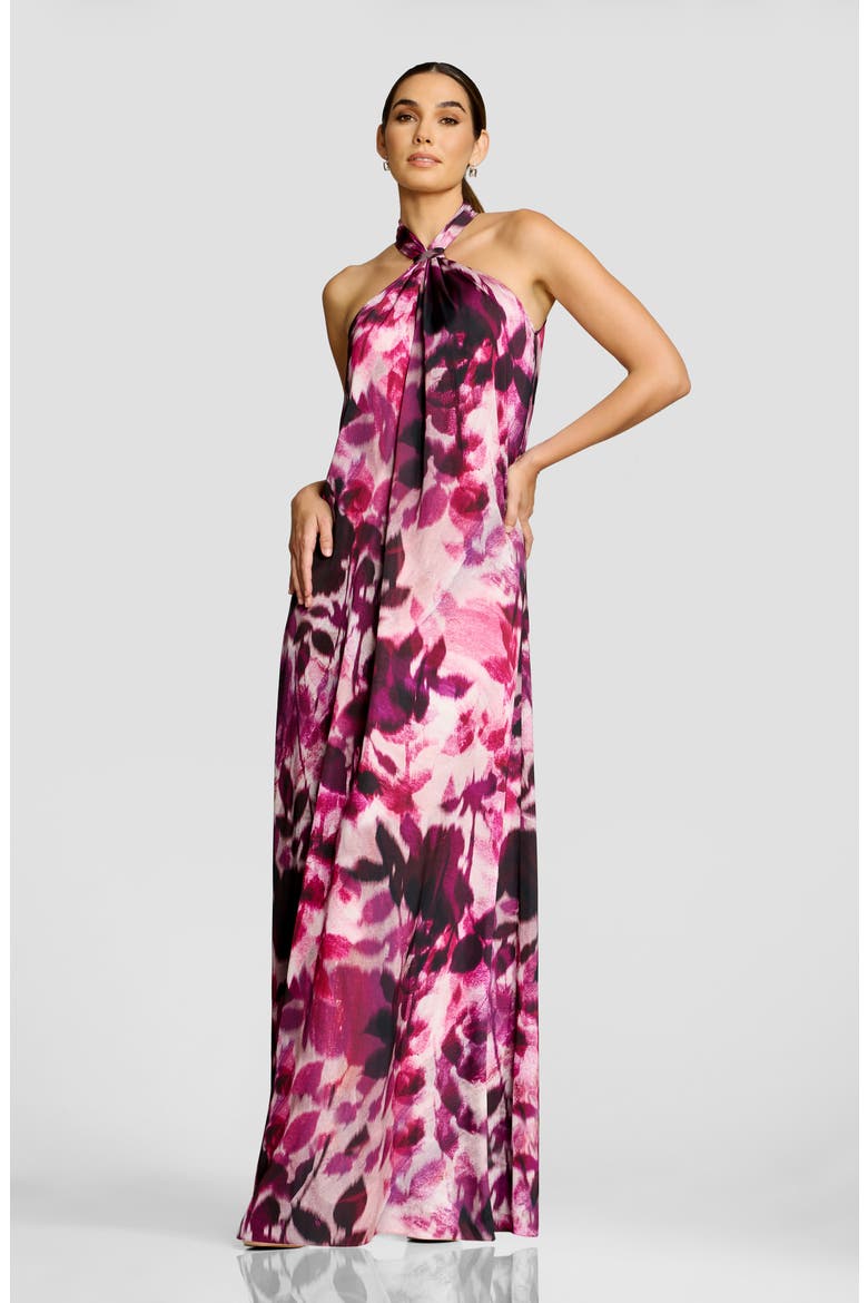 Maven Halter Maxi Gown, Alternate, color, DARK MAGENTA MULTI