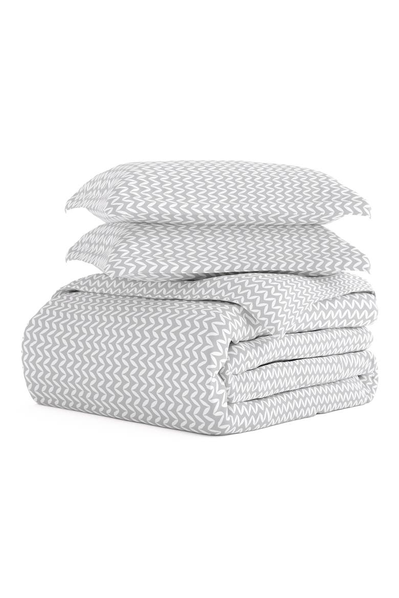 IENJOY HOME Premium Ultra Soft 3-Piece Puffed Chevron Print Duvet Cover Set, Main, color, GRAY