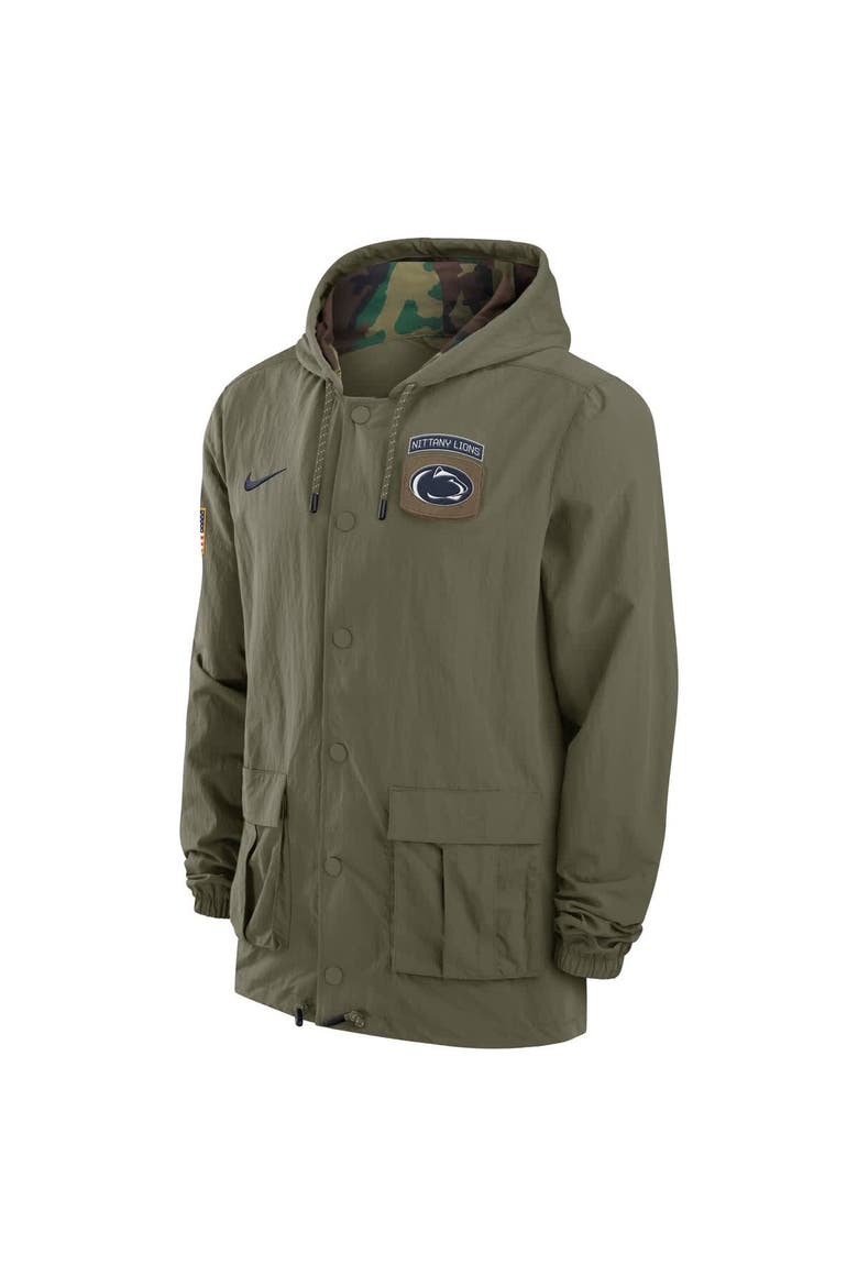 Men's Nike Olive Penn State Nittany Lions 2024 Military Appreciation Full-Snap Hoodie Military Jacket, Alternate, color, Olive