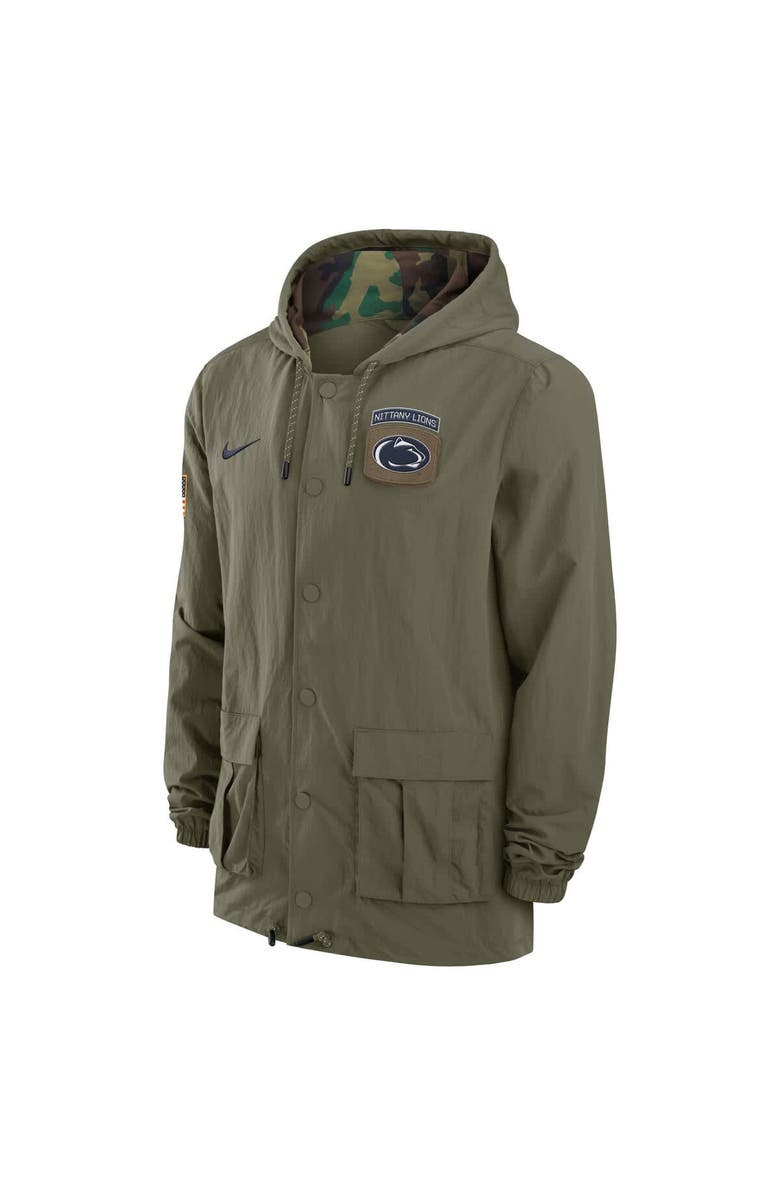 Nike Men's Nike Olive Penn State Nittany Lions 2024 Military Appreciation Full-Snap Hoodie Military Jacket, Alternate, color, Olive