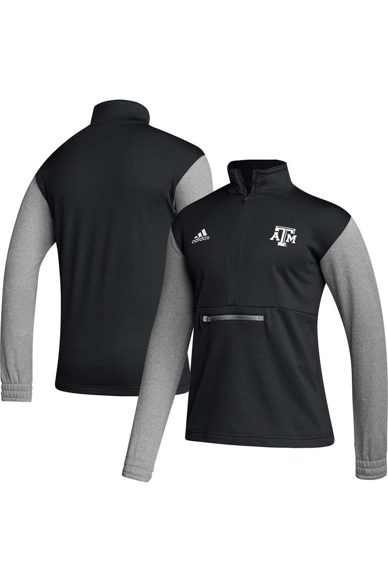 Men's adidas Black Texas A&M Aggies Sideline AEROREADY Half-Zip Top, Main, color, Black