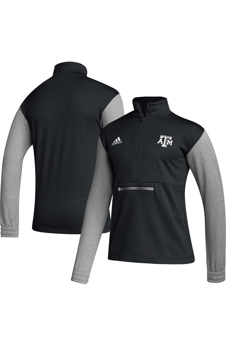 adidas Men's adidas Black Texas A&M Aggies Sideline AEROREADY Half-Zip Top, Main, color, Black