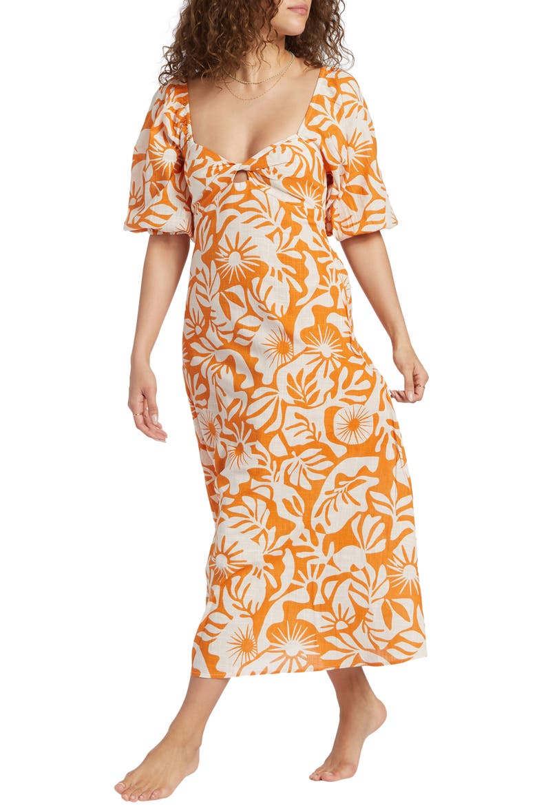 Paradise Cove 2 Cotton Midi Dress, Alternate, color, DRIED MANGO