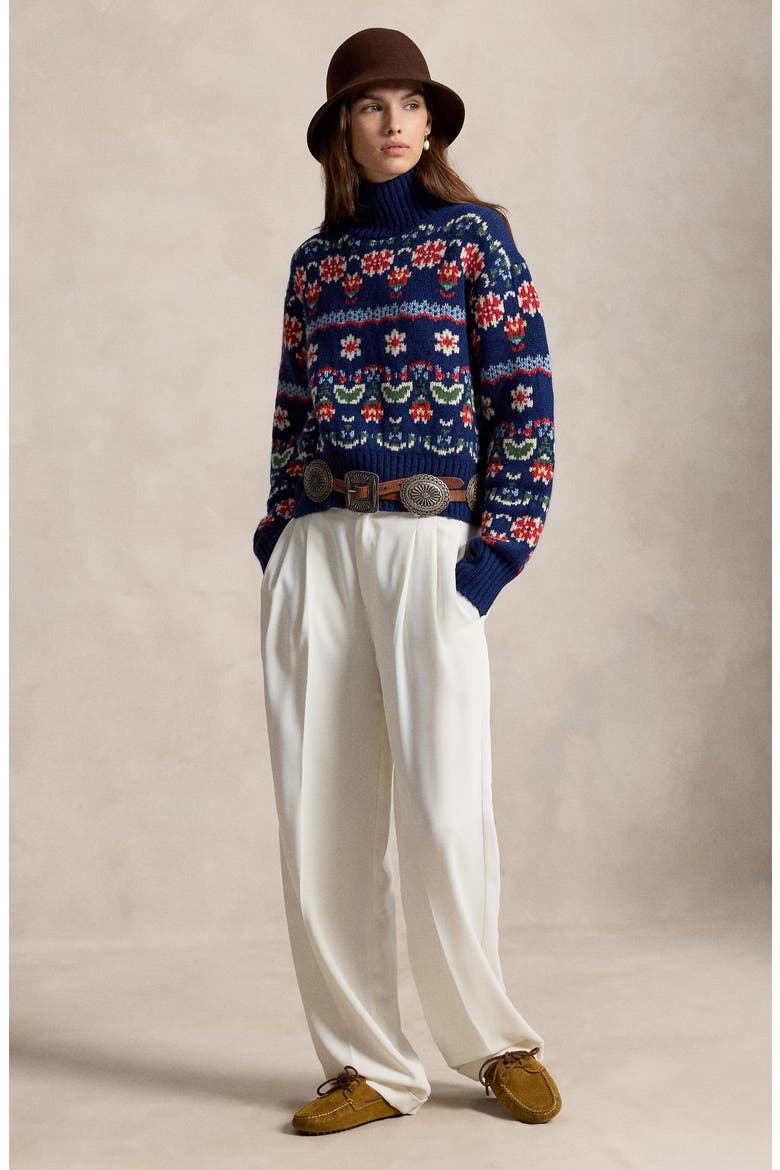 Fair Isle Mock Neck Sweater, Alternate, color, BLUE MU