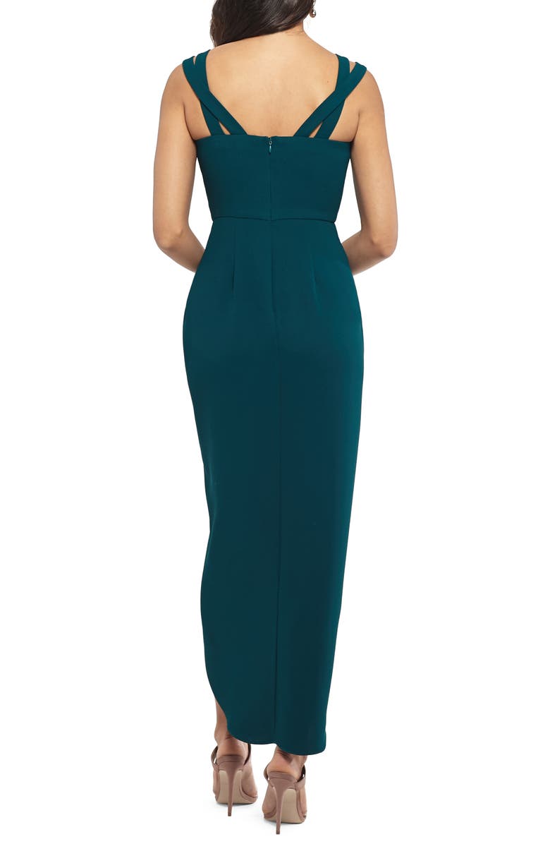 Xscape Evenings Xscape Side Ruched Double Strap Crepe Gown, Alternate, color, 