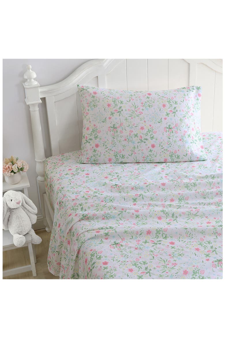 Posey Dance Floral Print Sheet Set, Alternate, color, PASTEL PINK