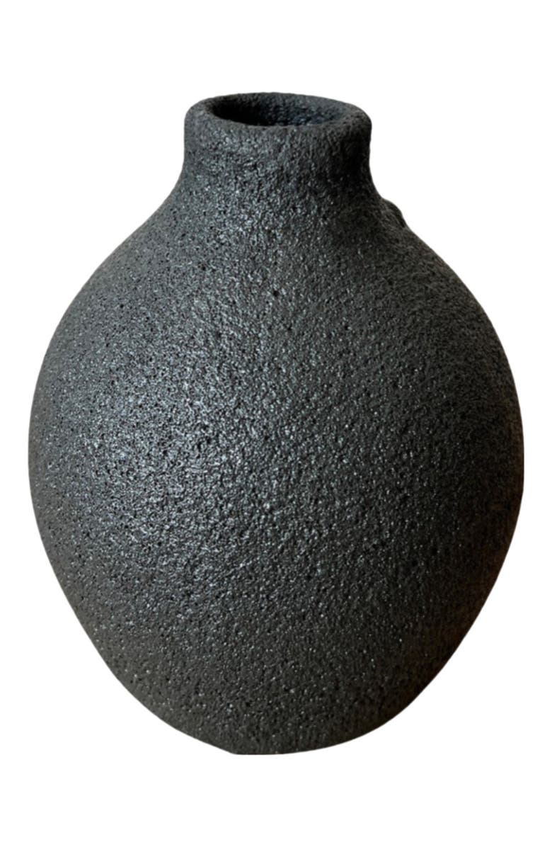 Gina DeSantis Ceramics Ara Crater Vase, Main, color, Black