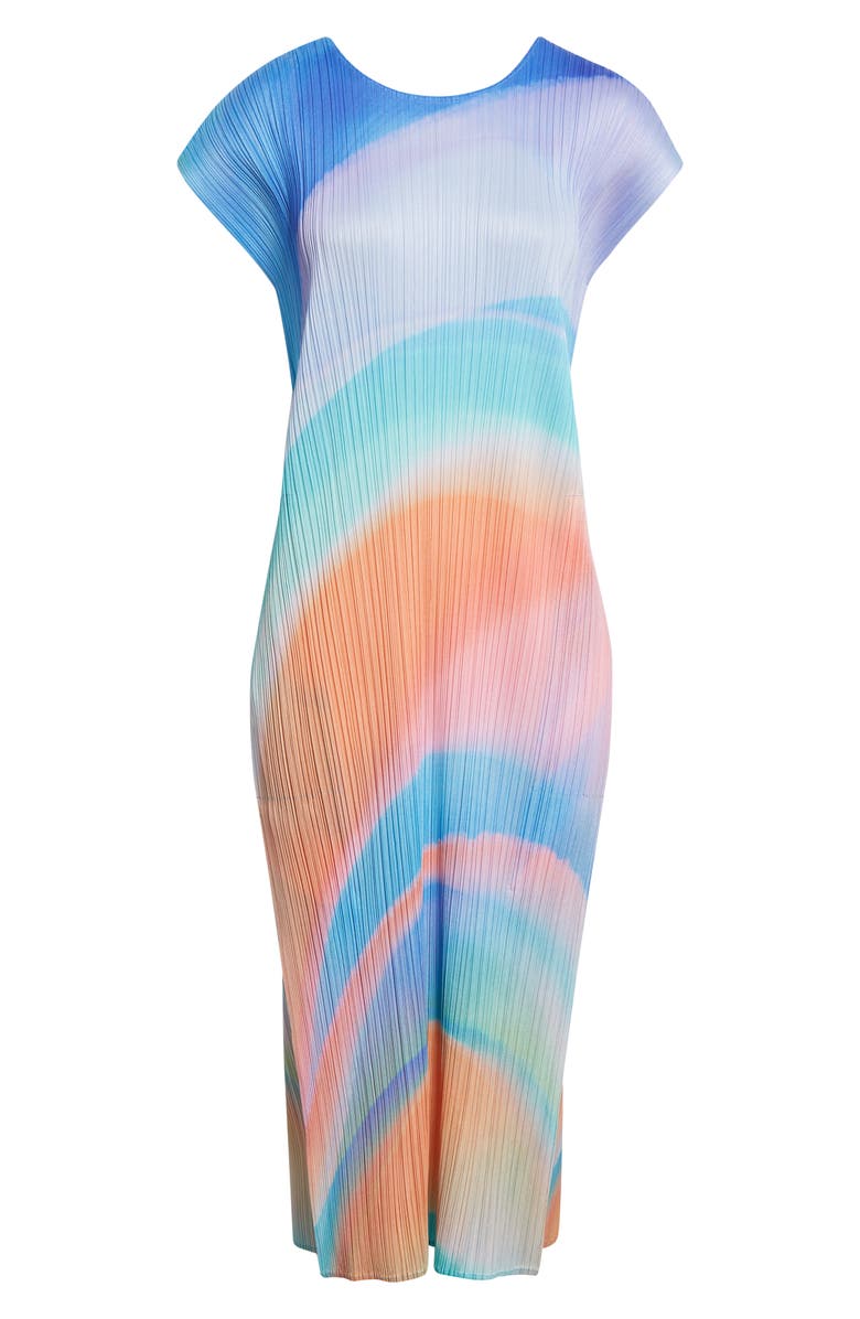 Pleats Please Issey Miyake Groove Pleated Midi Dress, Alternate, color, Blue