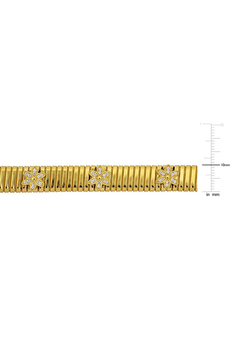 Julianna B. Cubic Zirconia Omega Flower Bracelet Yellow Plated, Alternate, color,