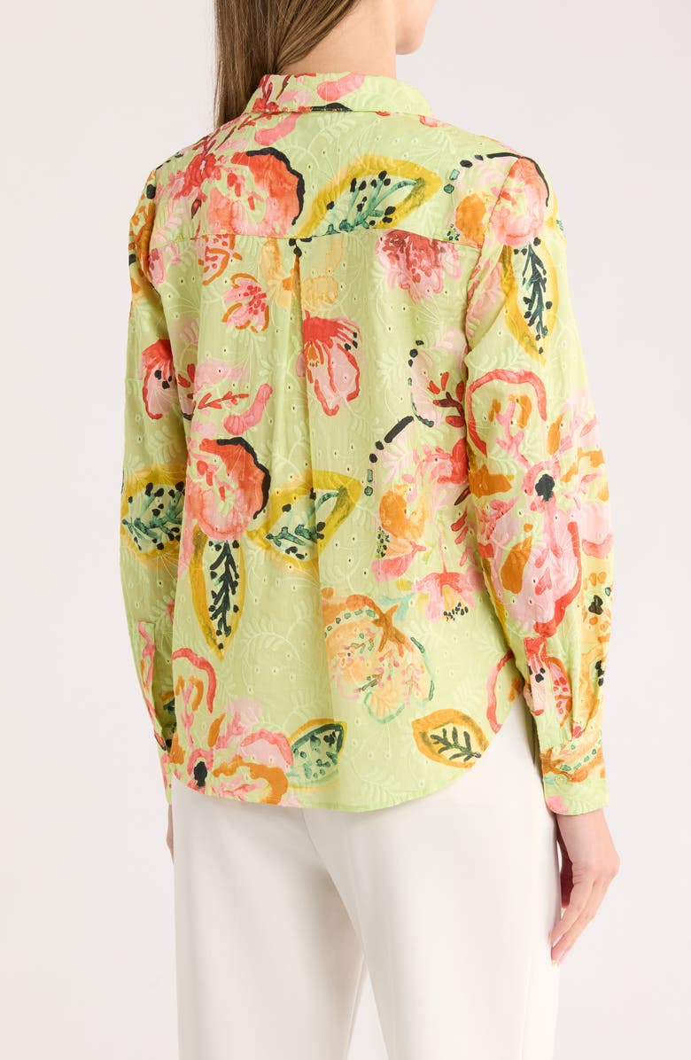 Nicole Miller Eyelet Embroidered Button-Up Shirt, Alternate, color,