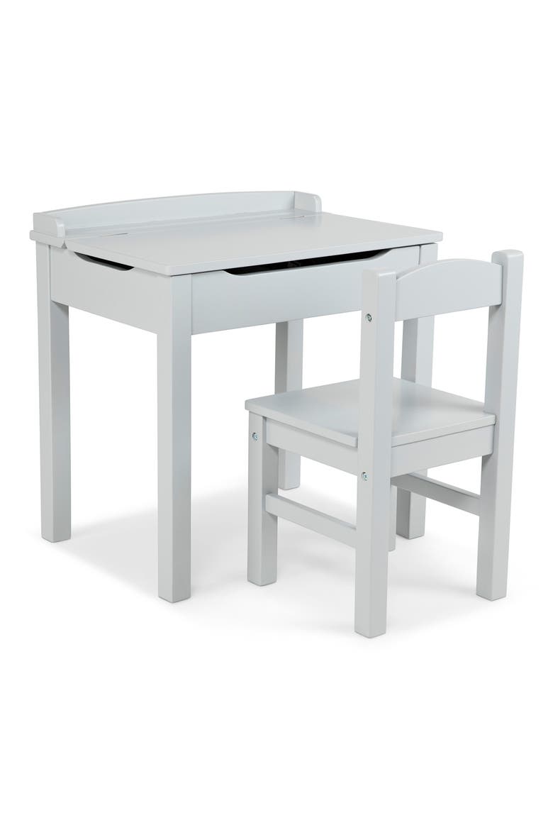 Wooden Lift-Top Desk & Chair Set, Main, color, GREY