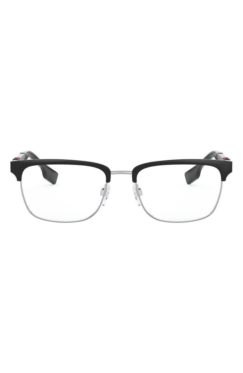 Burberry 55mm Rectangular Optical Glasses, Main, color, Black