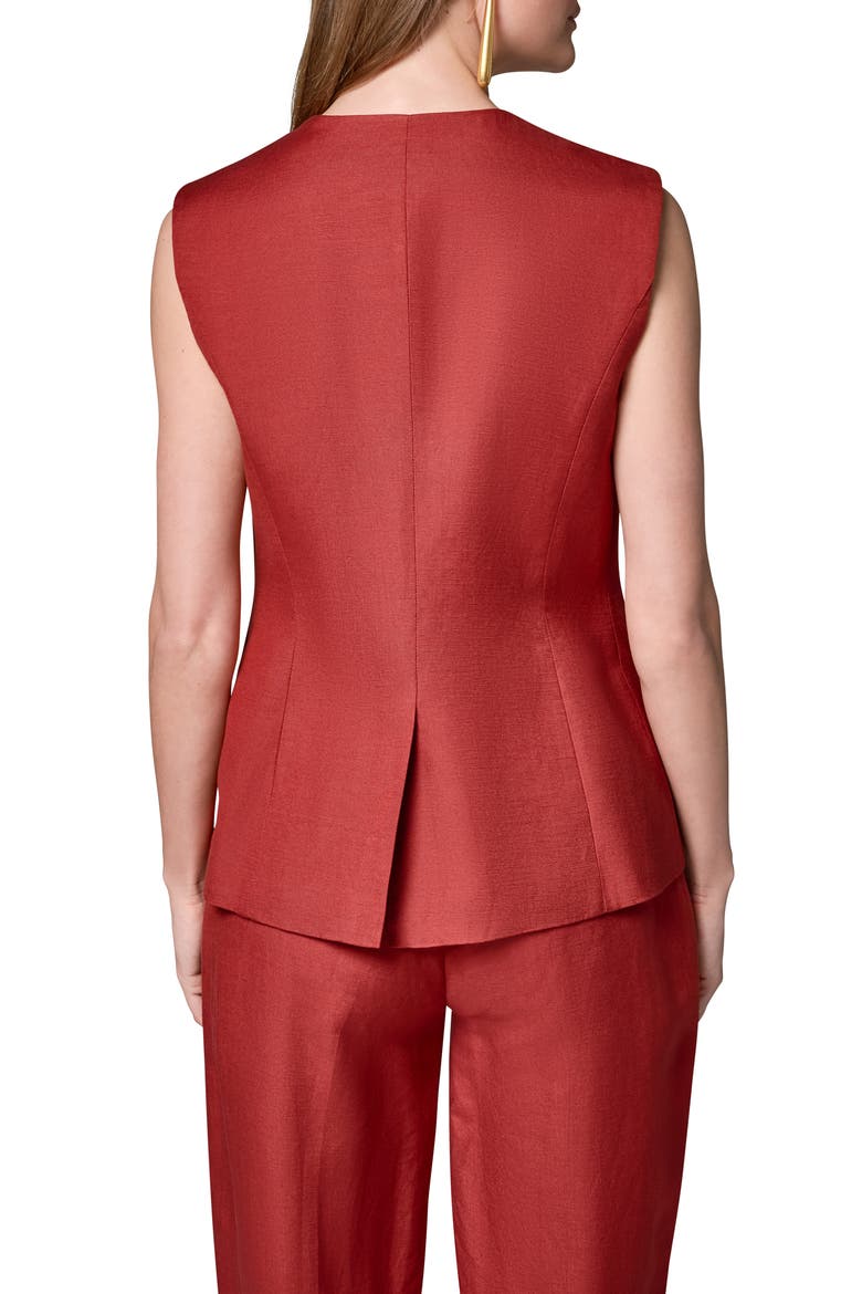 Button Front Linen Blend Vest, Alternate, color, SUNBAKED