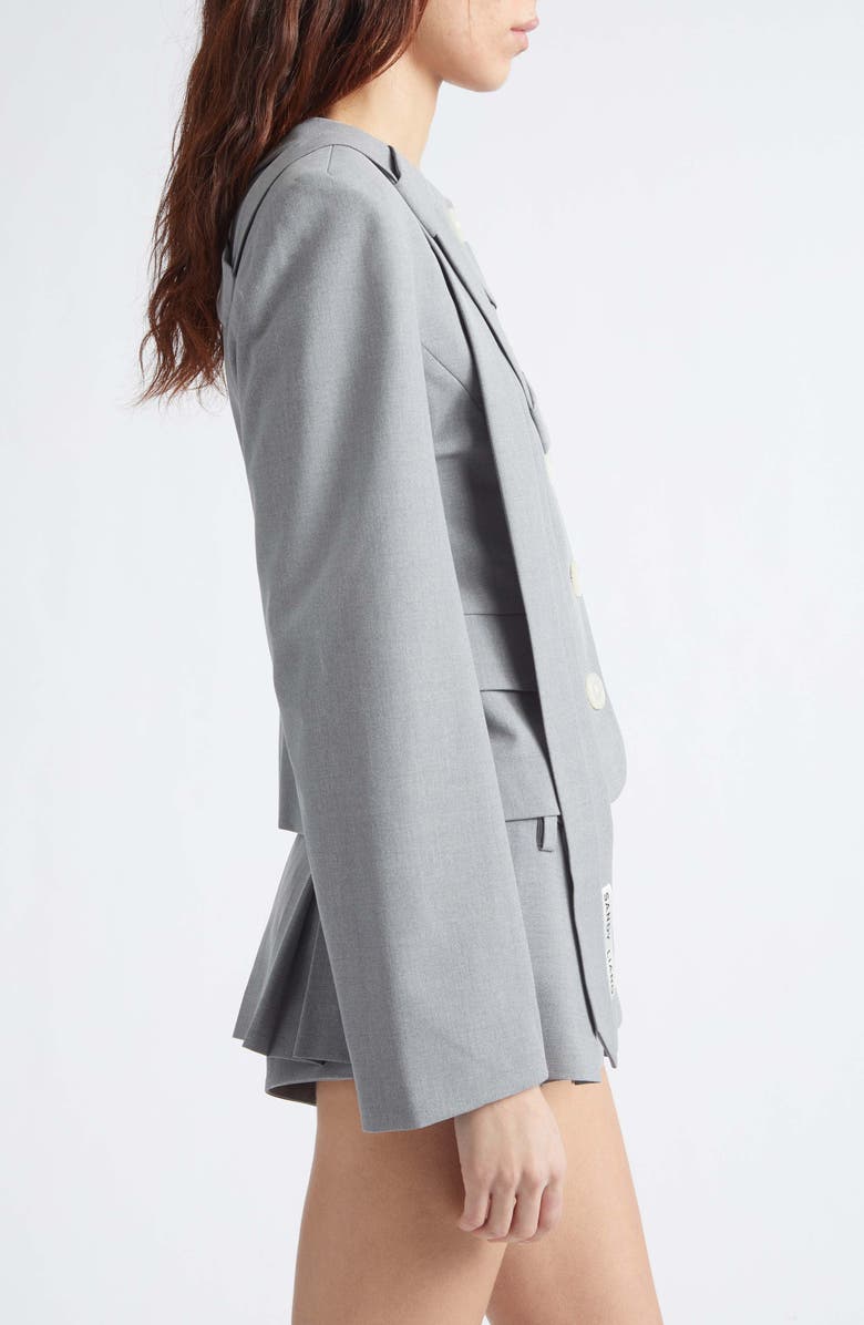 Sandy Liang Briar Tie Stretch Suiting Jacket, Alternate, color, Grey