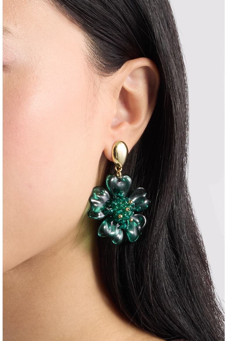 Floral Acetate Drop Earrings, Alternate, color, GREEN- EMERALD- GOLD