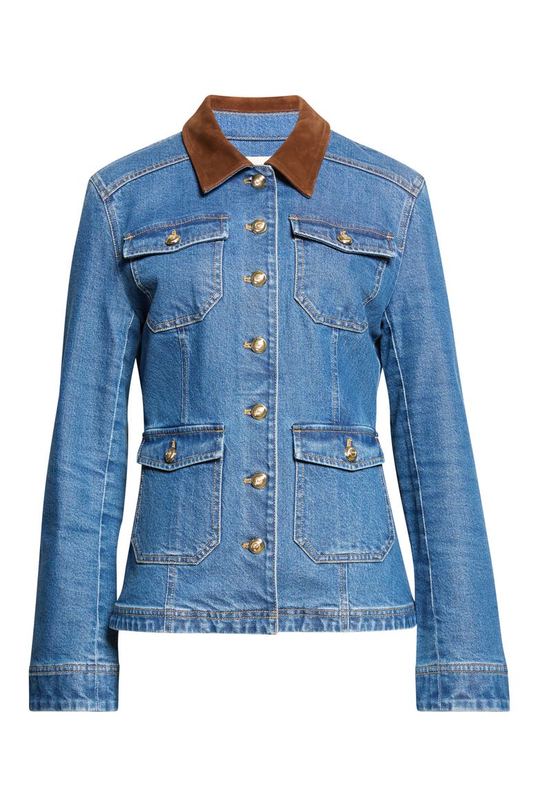 Katniss Denim Jacket, Alternate, color, SALT BREEZE/ DARK SEPIA
