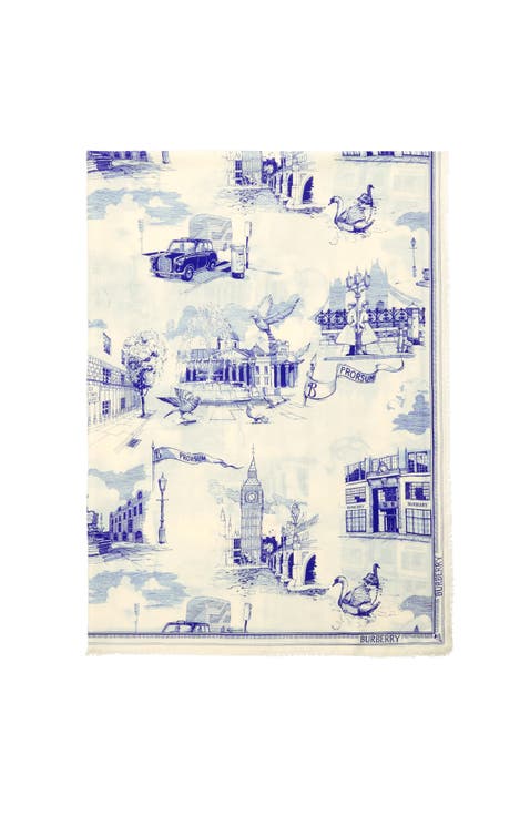 London Landmarks Wool Silk Scarf