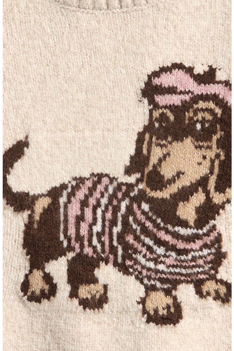 Kids' Beret Dog Short Sleeve Sweater, Alternate, color, OATMEAL BERET DOG
