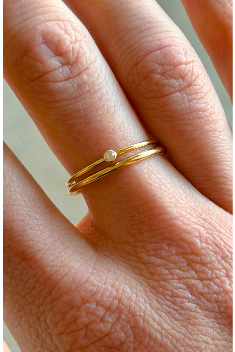 April Birthstone 14k Gold Filled Dainty Ring Stacking Set, Alternate, color, Gold