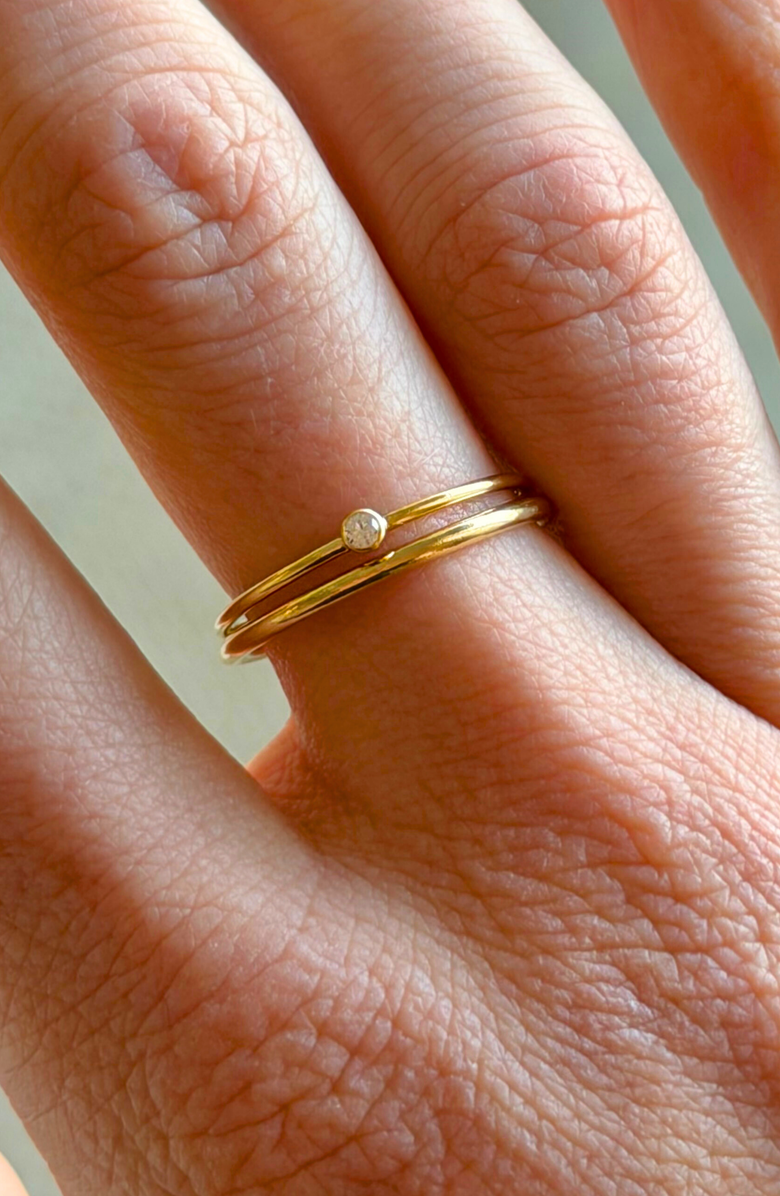 CUFFED BY NANO April Birthstone 14k Gold Filled Dainty Ring Stacking Set, Alternate, color, Gold