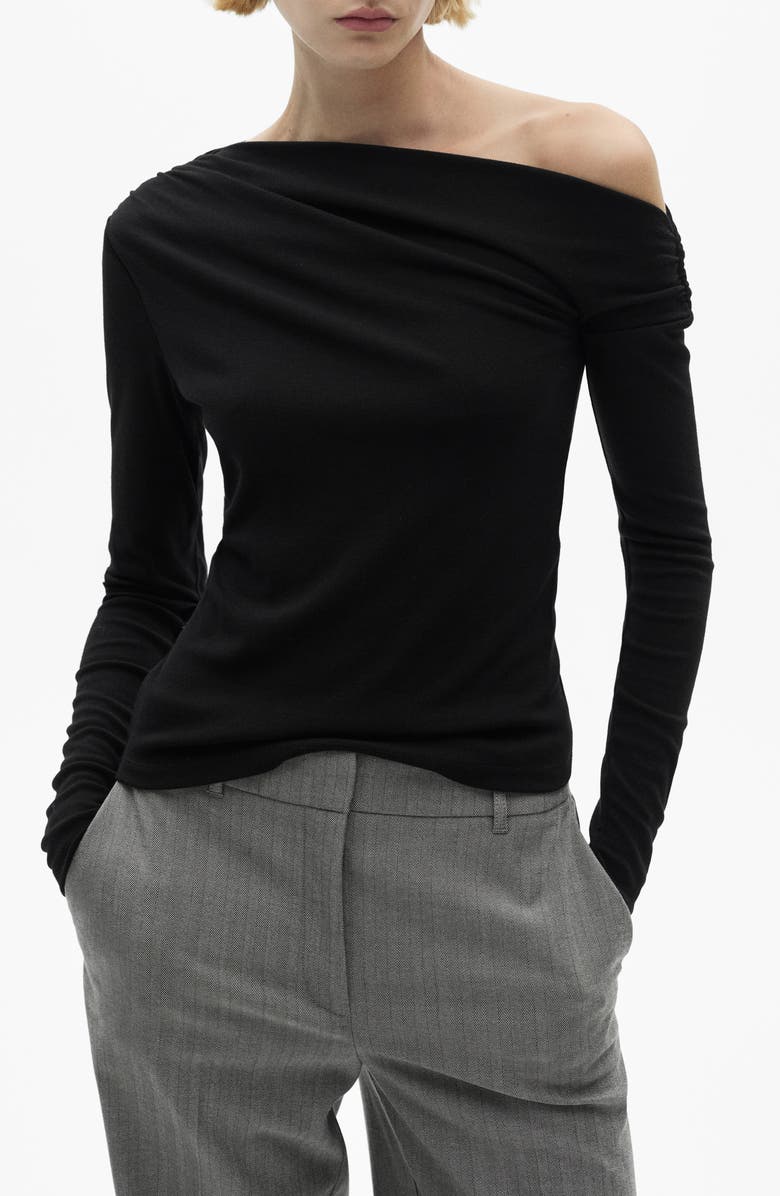 MANGO Dakota Asymmetric Cowl Neck Long Sleeve Top, Main, color,