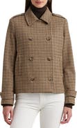 Lauren Ralph Lauren Houndstooth Crop Wool Blend Peacoat