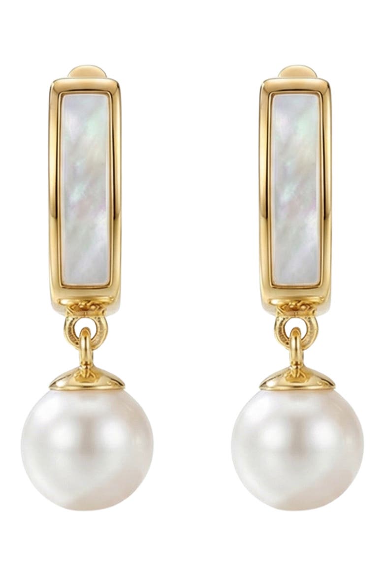 Mother-of-Pearl & Cultured Pearl Drop Earrings, Main, color, GOLD