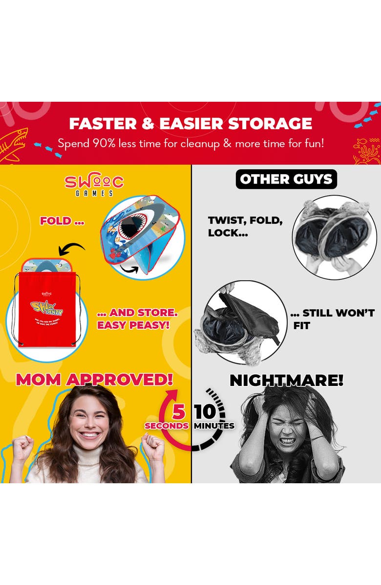 Swooc Games Shark Frenzy | 2-In-1 Bean Bag Toss Game For Kids, Alternate, color, Blue