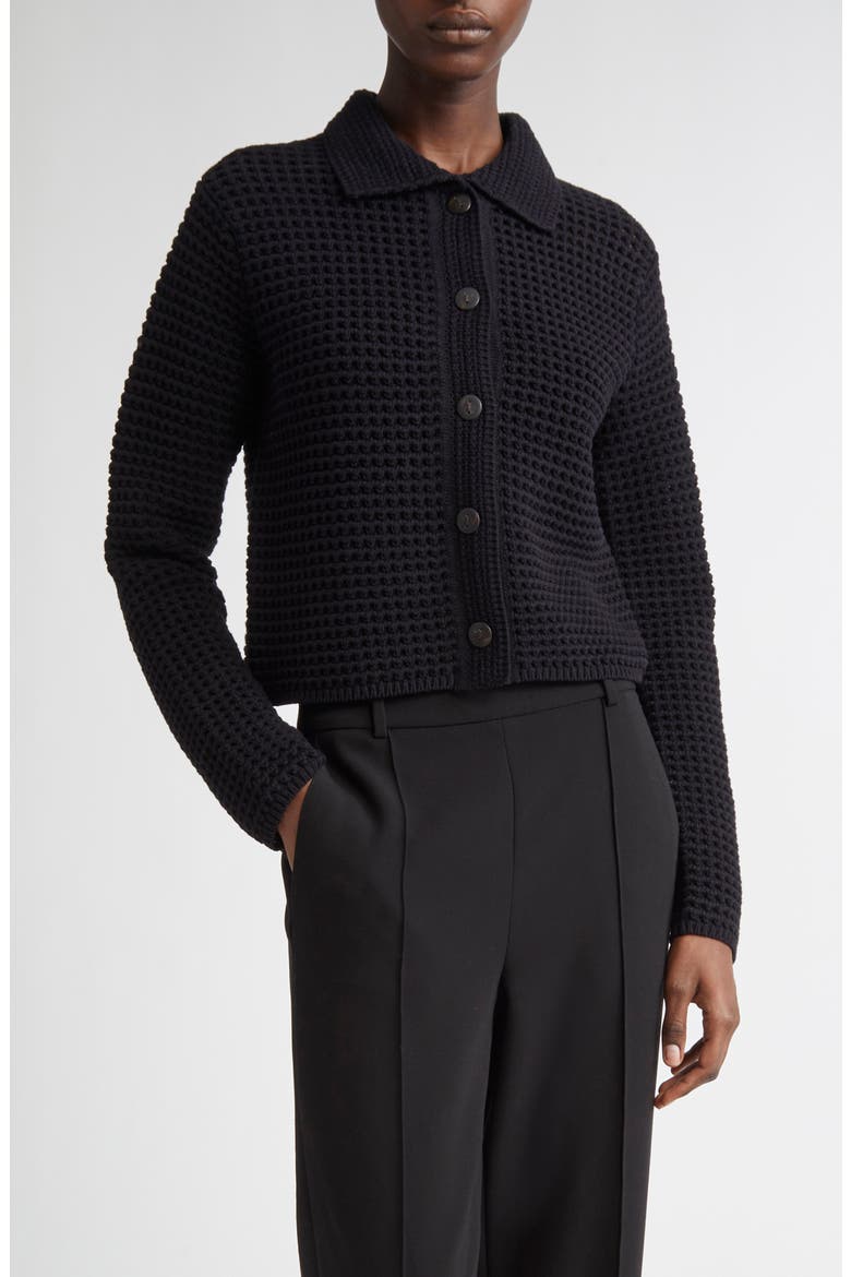 Block Stitch Cardigan, Main, color, BLACK