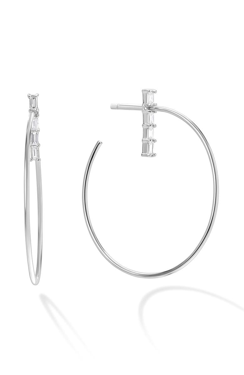 LANA 14K Gold Baguette Diamond Wire Hoop Earrings, Main, color, 