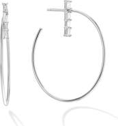 LANA 14K Gold Baguette Diamond Wire Hoop Earrings