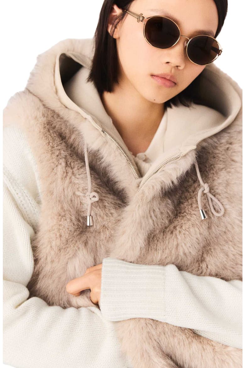 Short faux fur jacket, Alternate, color, Beige