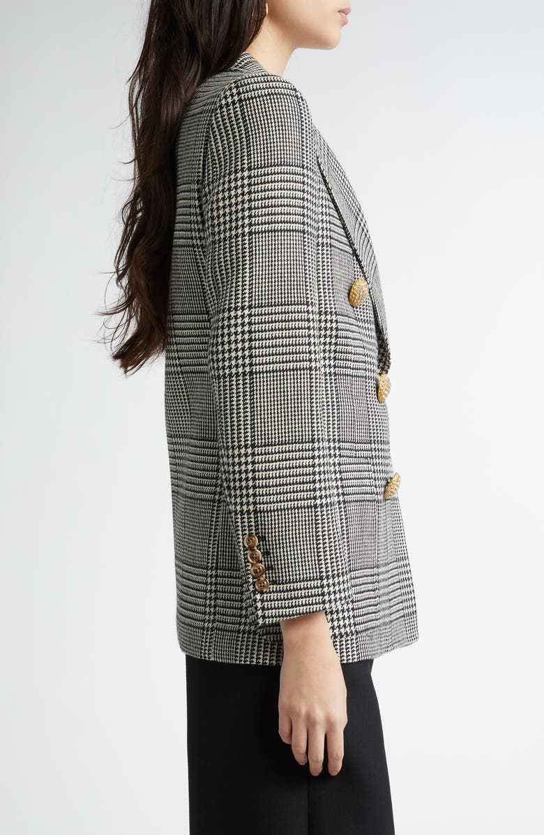 Valentino Garavani Glen Plaid Double Breasted Wool Blazer, Alternate, color, Avorio/Nero